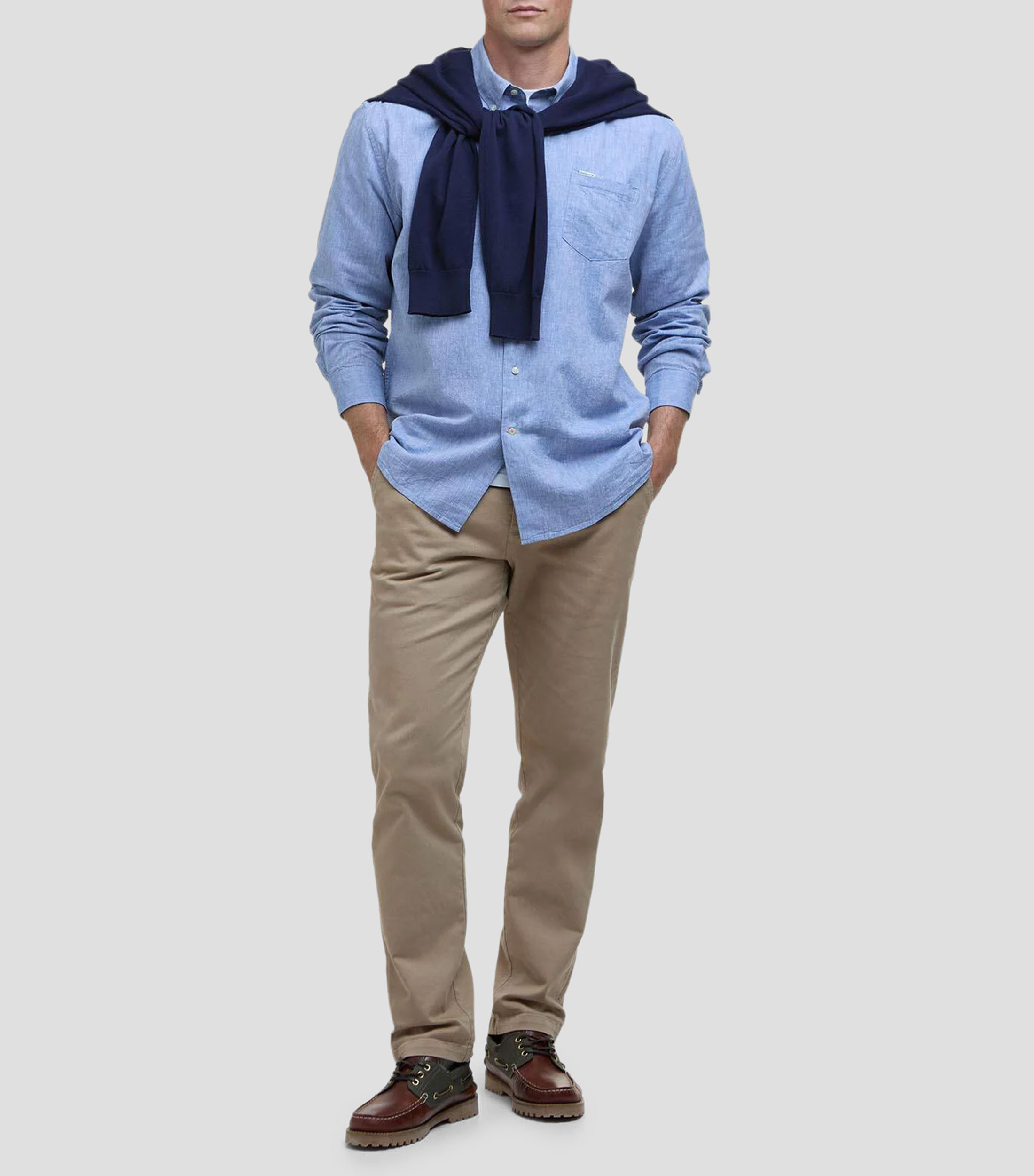 Camisa lisa manga larga Hombre